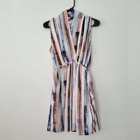 Bar III Multicolor Sleeveless Vertical Stripe Mini Dress - Picture 1 of 5